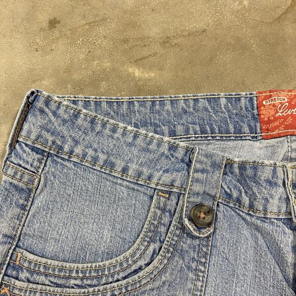 Levi Strauss Signature Stretch Jeans Light Wash 35x23 Cropped Y2K - Picture 9 of 13